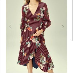 KEEPSAKE ILLUSION LONG SLEEVE MIDI DRESS